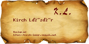 Kirch Lázár névjegykártya